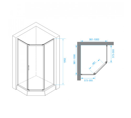 Душевой уголок RGW Passage PA-86B 100x100 38088600-14 профиль Черный стекло прозрачное