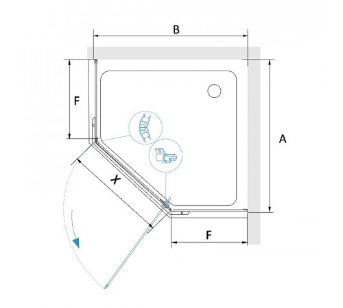 Душевой уголок RGW Passage PA-081B 120x120 35088122-14 профиль Черный стекло прозрачное