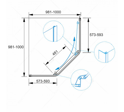 Душевой уголок RGW Passage PA-86B 100x100 38088600-14 профиль Черный стекло прозрачное