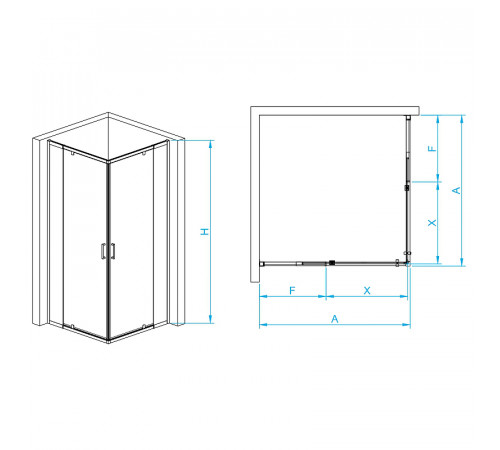 Душевой уголок RGW Passage PA-038B 80x80 350803888-14 профиль Черный стекло прозрачное