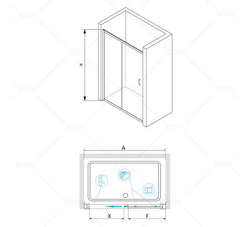 Душевая дверь RGW Passage PA-016 150 350801615-11 профиль Хром стекло прозрачное