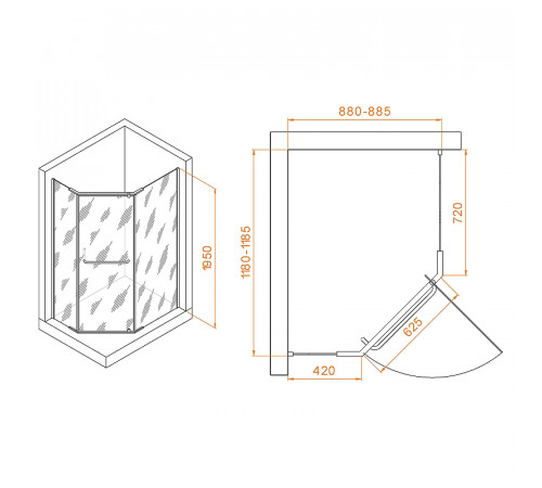 Душевой уголок RGW Passage PA-091B 120x90 35089192-14 профиль Черный стекло прозрачное