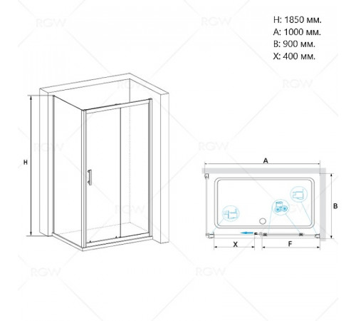 Душевой уголок RGW Passage PA-145 100х90 020814590-11 профиль Хром стекло прозрачное