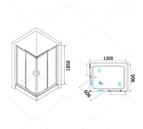 Душевой уголок RGW Passage PA-146 120х90 020814692-11 профиль Хром стекло прозрачное