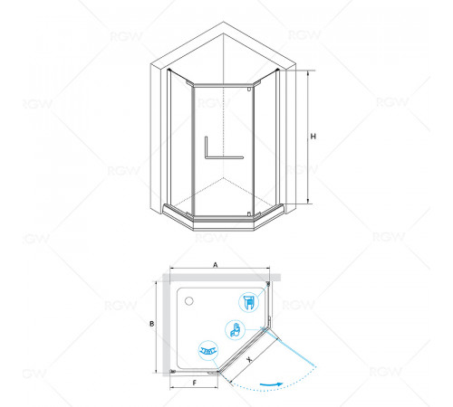 Душевой уголок RGW Passage PA-081 80х80 35088188-11 профиль Хром стекло прозрачное