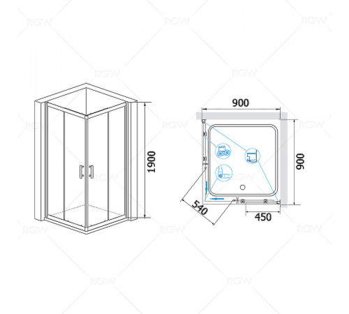 Душевой уголок RGW Passage PA-31 90х90 02083100-11 профиль Хром стекло прозрачное