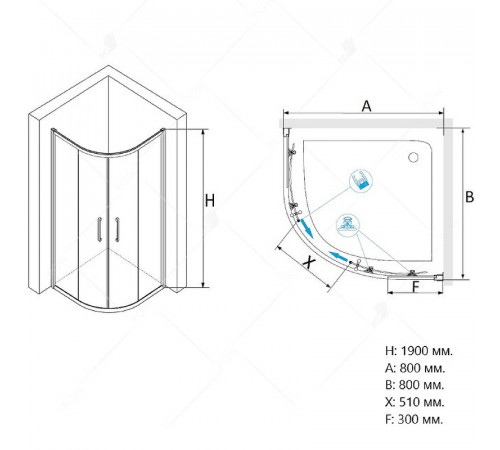 Душевой уголок RGW Passage PA-51 80х80 02085188-11 профиль Хром стекло прозрачное