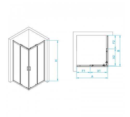 Душевой уголок RGW Passage PA-040B 100x90 350804090-14 профиль Черный стекло прозрачное