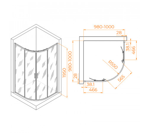 Душевой уголок RGW Passage PA-52B 100x100 03085200-14 профиль Черный стекло прозрачное