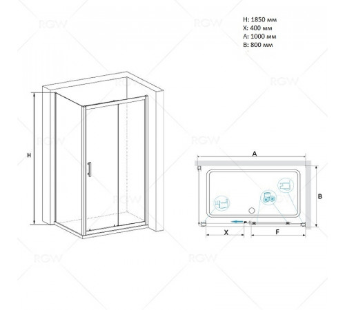 Душевой уголок RGW Passage PA-145 100х80 020814580-11 профиль Хром стекло прозрачное
