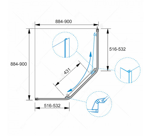 Душевой уголок RGW Passage PA-86B 90x90 38088699-14 профиль Черный стекло прозрачное