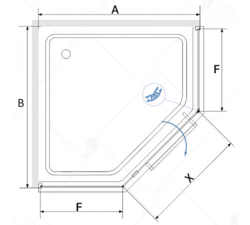 Душевой уголок RGW Hotel HO-084Gb 100x100 350608400-026 профиль Золото брашированное стекло матовое-сатинат