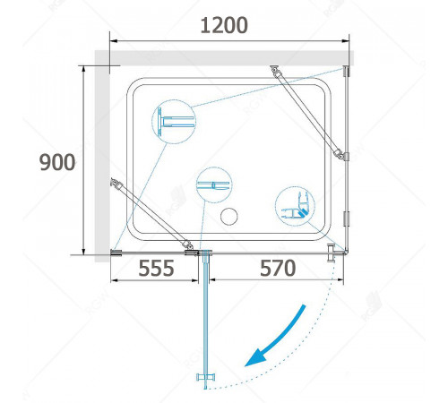Душевой уголок RGW Hotel HO-044 120х90 350604492-11 петли Хром стекло прозрачное