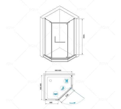 Душевой уголок RGW Hotel HO-081 90х90 350608199-21 профиль Хром стекло матовое-сатинат