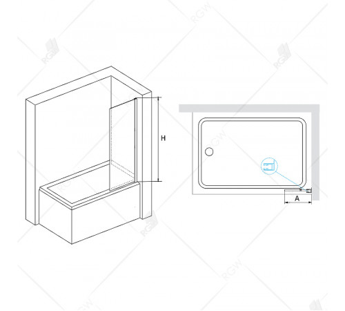Шторка на ванну RGW Screens SC-056B 30x150 351105630-14 профиль Черный стекло прозрачное