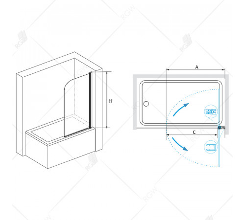 Шторка на ванну RGW Screens SC-109 80х150 411110908-11 профиль Хром стекло прозрачное