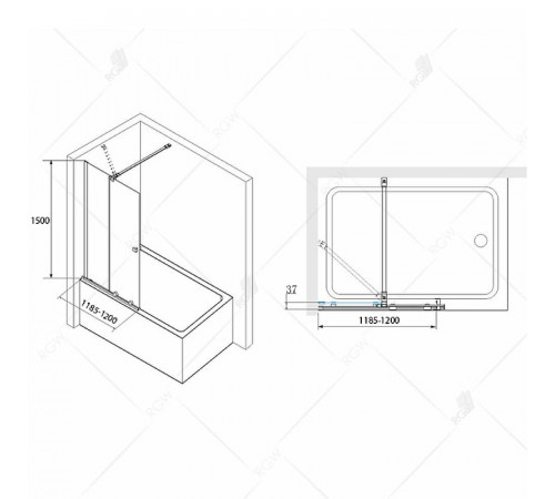 Шторка на ванну RGW Screens SC-46 120x150 06114612-11 профиль Хром стекло прозрачное