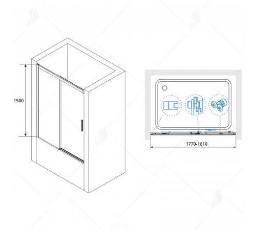 Шторка на ванну RGW Screens SC-45B 180x150 34114518-14 профиль Черный стекло прозрачное