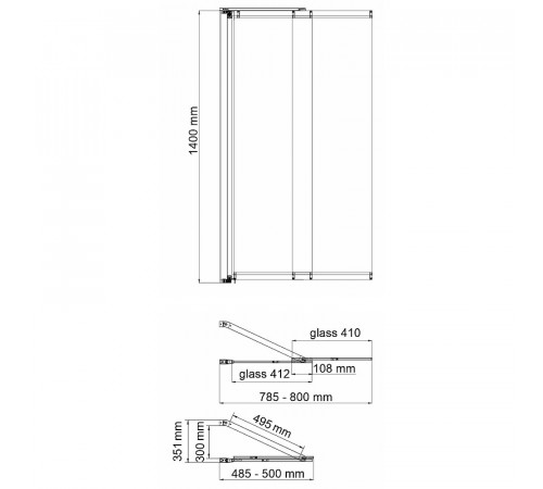 Шторка на ванну WasserKRAFT Dill 80 61S02-80WS Fixed профиль Черный стекло прозрачное