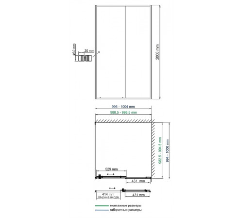 Душевой уголок WasserKRAFT Dill 100x100 61S19 профиль Черный матовый стекло прозрачное