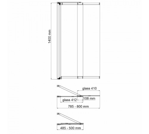 Шторка на ванну WasserKRAFT Dill 80 61S02-80 Fixed профиль Черный стекло прозрачное