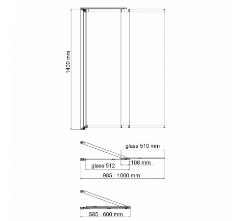 Шторка на ванну WasserKRAFT Dill 100 61S02-100 Fixed профиль Черный стекло прозрачное