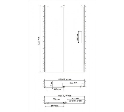 Душевая дверь WasserKRAFT Dinkel 120 58R05 профиль Хром стекло прозрачное