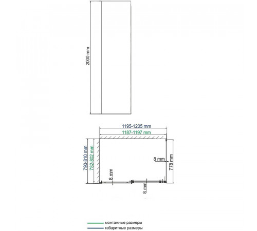 Душевая стенка WasserKRAFT Dinkel 58R06-RP80 / Alme 15R06-RP80 80 58R06-RP80/15R06-RP80 профиль Хром стекло прозрачное