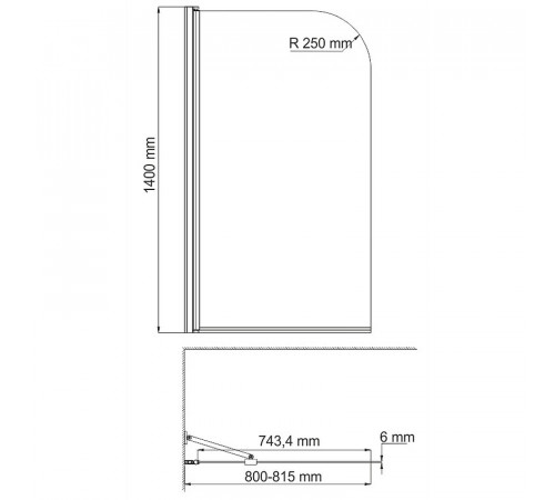 Шторка на ванну WasserKRAFT Leine 80 35P01-80WHITEFixed профиль Белый стекло прозрачное