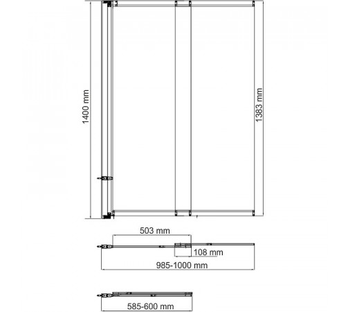 Шторка на ванну WasserKRAFT Main 100 L 41S02-100 LM профиль Хром стекло матовое