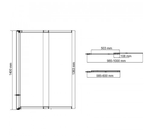 Шторка на ванну WasserKRAFT Main 100 41S02-100RM профиль Хром стекло матовое