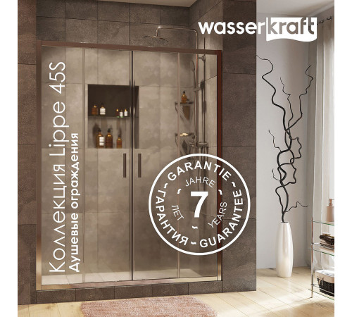 Душевой уголок WasserKRAFT Lippe 150x100 45S49 профиль Серебристый стекло прозрачное