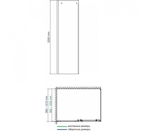 Душевая стенка WasserKRAFT Vils 100 56R10-RP100 профиль Хром стекло прозрачное