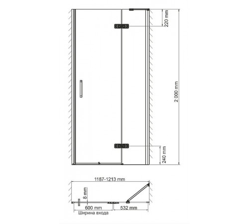 Душевая дверь WasserKRAFT Aller 120 R 10H05RWHITE профиль Хром стекло прозрачное