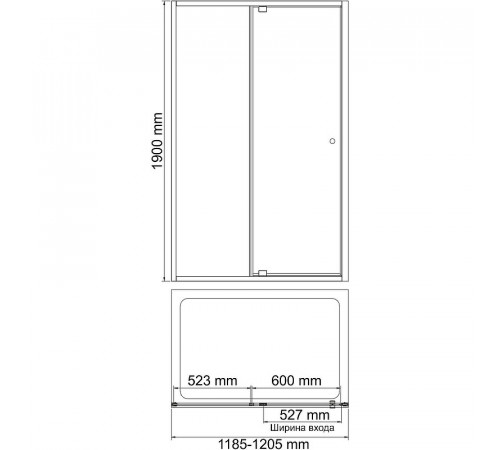 Душевая дверь WasserKRAFT Aula 120 11P05 профиль Хром стекло прозрачное