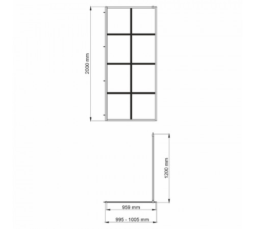 Душевая перегородка WasserKRAFT Glan 100 66W44 профиль Черный матовый стекло прозрачное