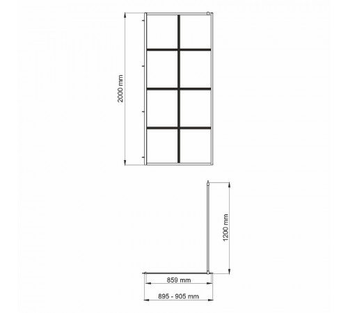 Душевая перегородка WasserKRAFT Glan 90 66W39 профиль Черный матовый стекло прозрачное