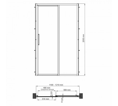 Душевая дверь WasserKRAFT Lopau 120 32S05R профиль Хром стекло прозрачное