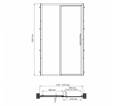 Душевая дверь WasserKRAFT Lopau 120 32S05L профиль Хром стекло прозрачное