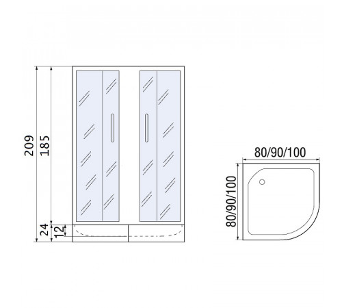 Душевой уголок River Don XL 90x90 MT 10000008317 профиль Матовый хром стекло матовое