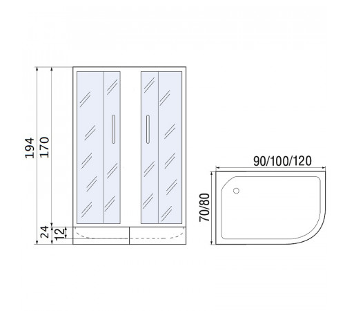 Душевой уголок River Don 120x80 MT L 10000008310 профиль Матовый хром стекло матовое