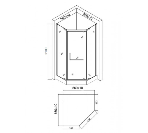 Душевой уголок Agger 90x90 A03-090MCR с поддоном профиль Хром стекло матовое