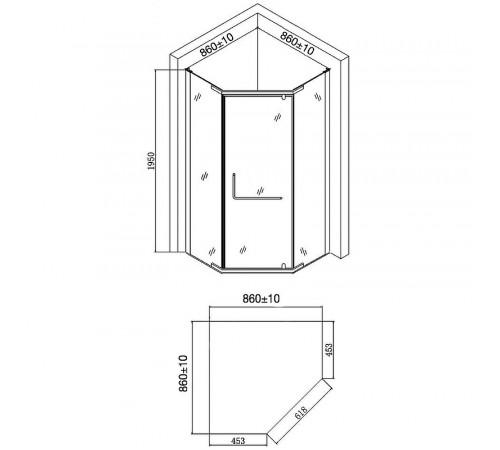 Душевой уголок Agger 90x90 A03-090MCR/G профиль Хром стекло матовое