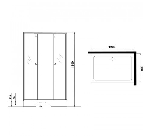 Душевой уголок Niagara Eco 120х80 NG-012-14Q Black профиль Черный стекло с рисунком