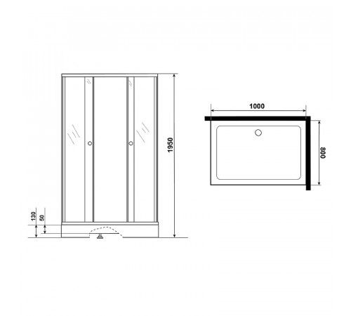 Душевой уголок Niagara Eco 100х80 NG-018-14Q BLACK профиль Черный стекло прозрачное с рисунком