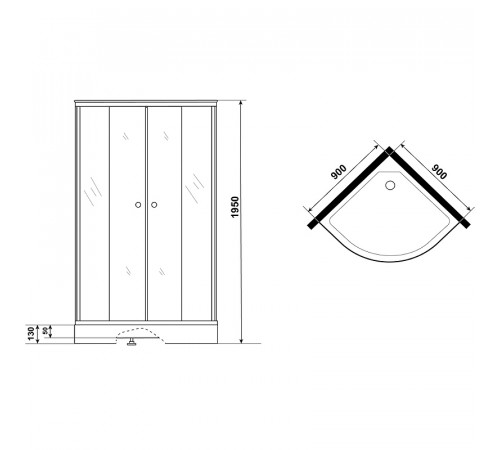 Душевой уголок Niagara Eco 90x90 NG-007-14 Black профиль Черный стекло с рисунком