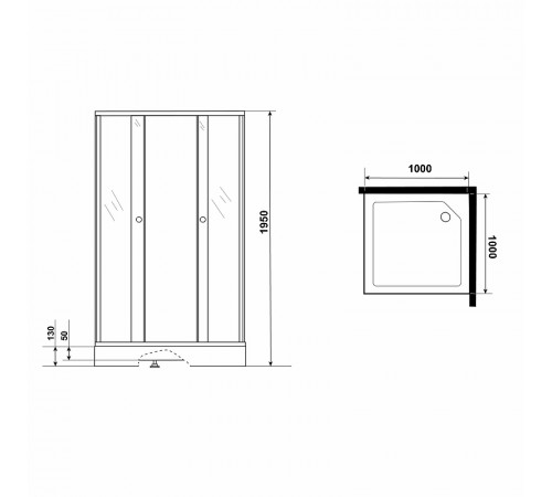 Душевой уголок Niagara Eco 100х100 NG-010-14Q Black профиль Черный стекло с рисунком