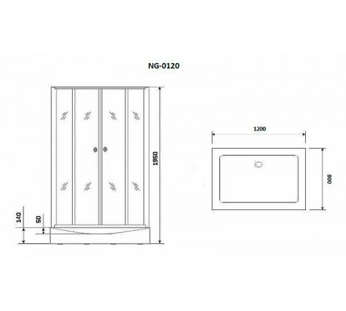 Душевой уголок Niagara Nova 120х80 NG-0120-14 профиль Черный стекло прозрачное