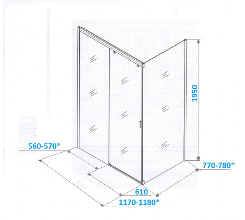 Душевой уголок Ceruttispa 120x80 Marbella 120B-L 7909 профиль Черный стекло прозрачное