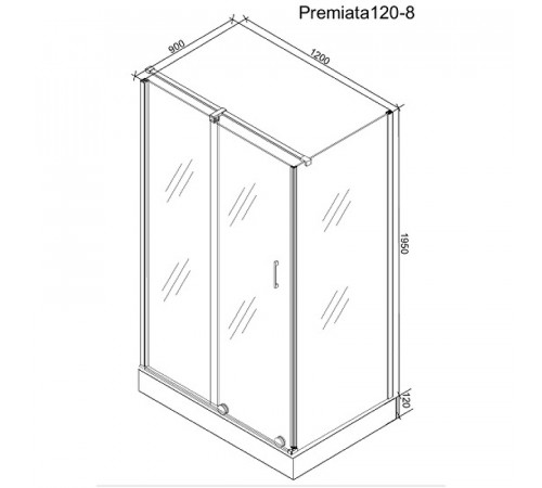 Душевой уголок Ceruttispa 120x90 Premiata В120-8 профиль Черный матовый стекло прозрачное